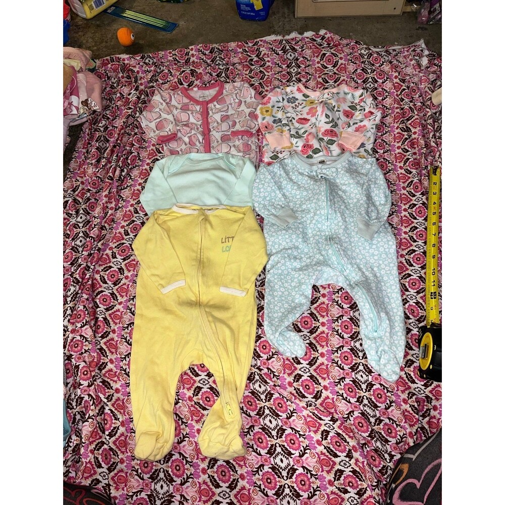 Lot of 5 Baby Girl’s Long Sleeve Sleepers Size 3-6 Months